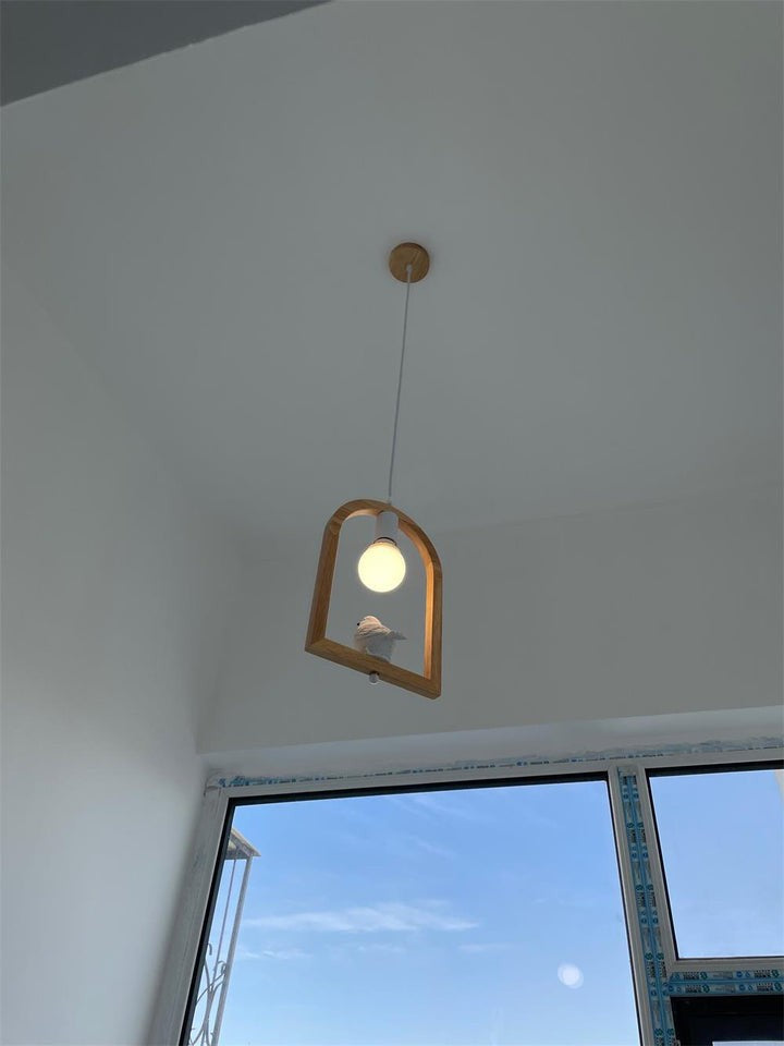 Nordic-Style Wooden & Resin Bird Pendant Lamp