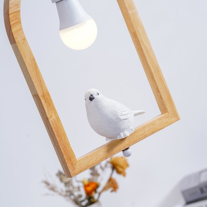 Nordic-Style Wooden & Resin Bird Pendant Lamp