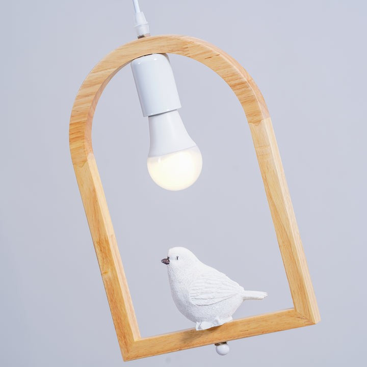 Nordic-Style Wooden & Resin Bird Pendant Lamp
