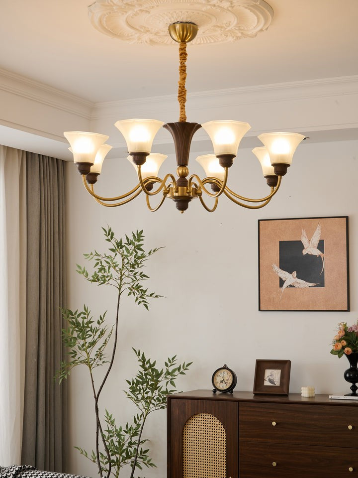 Octavia Modern Wood & Glass Chandelier - 6 & 8 Lights