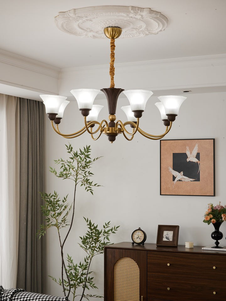 Octavia Modern Wood & Glass Chandelier - 6 & 8 Lights