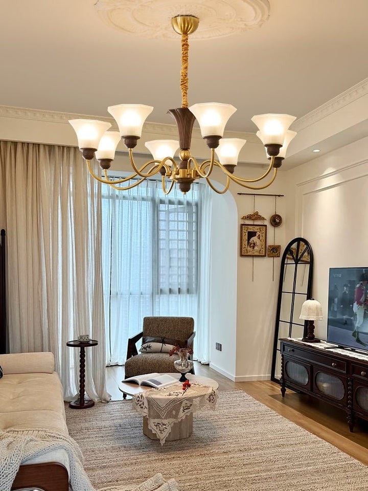 Octavia Modern Wood & Glass Chandelier - 6 & 8 Lights