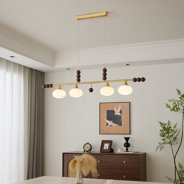 Opal Glass & Brass Linear Island Pendant Light