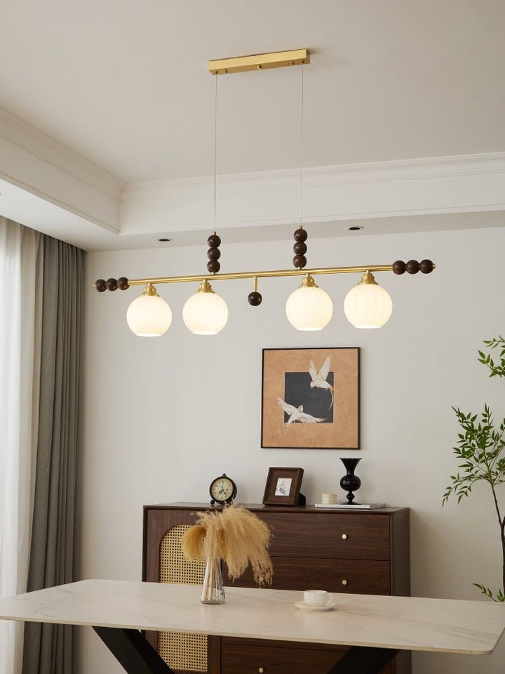 Opal Glass & Brass Linear Island Pendant Light