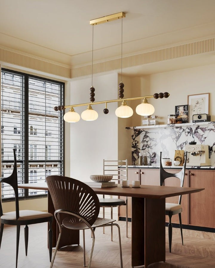 Opal Glass & Brass Linear Island Pendant Light