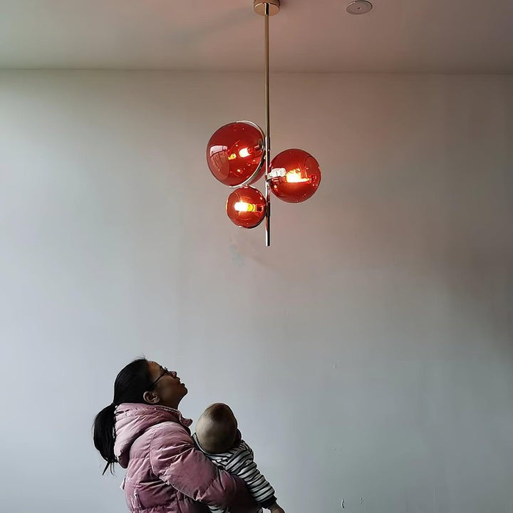 Organic Bloom Red Glass Ceiling Chandelier