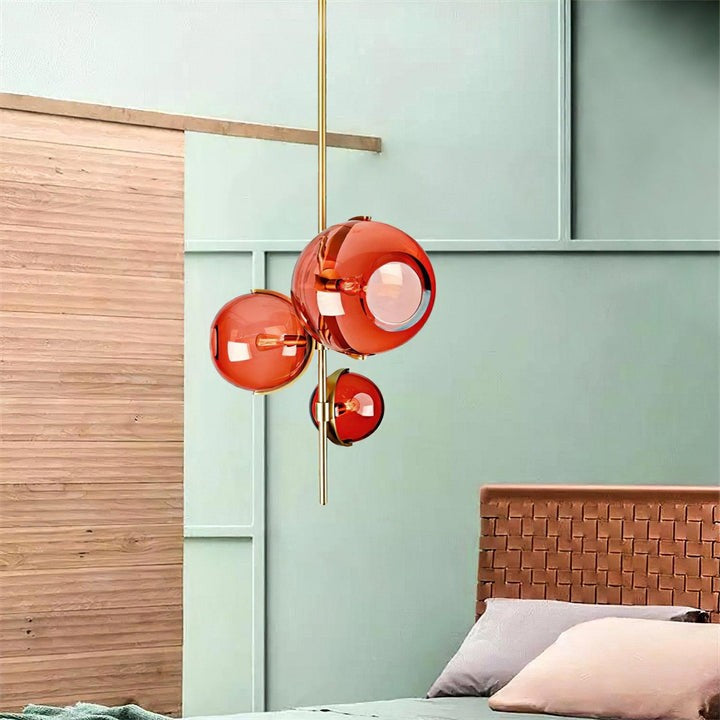 Organic Bloom Red Glass Ceiling Chandelier