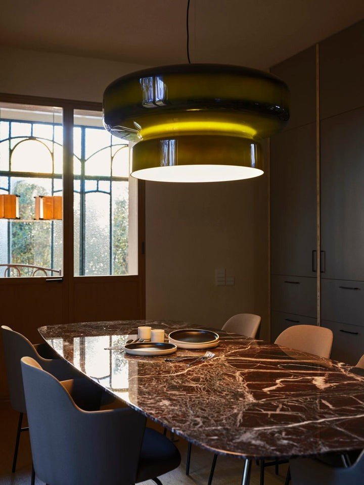 Organic Blown Glass Dome Pendant Light