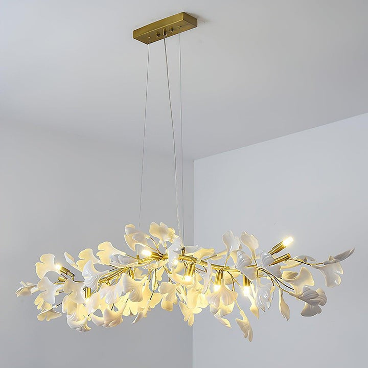 Organic Gingko Leaf Chandelier – Modern Brass Branch Lighting