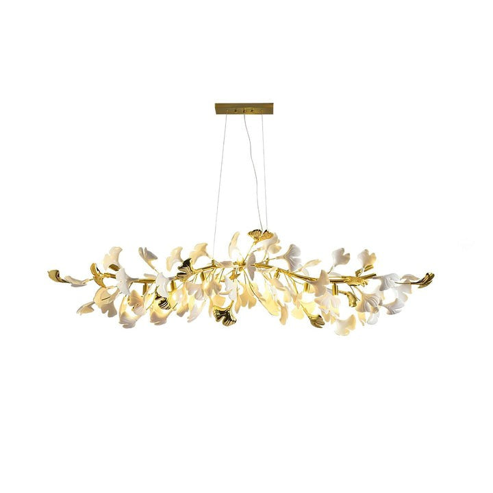 Organic Gingko Leaf Chandelier – Modern Brass Branch Lighting