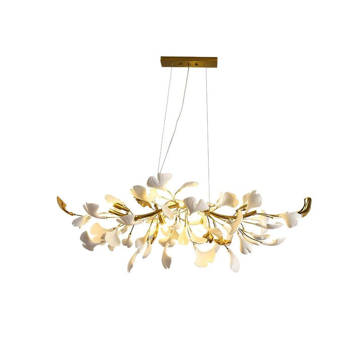 Organic Gingko Leaf Chandelier – Modern Brass Branch Lighting