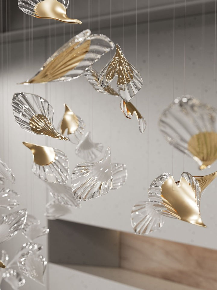 Organic Leaf Crystal Chandelier