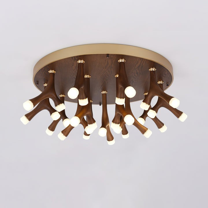 Organic LED Tentacle Ceiling Light with Wood Finish