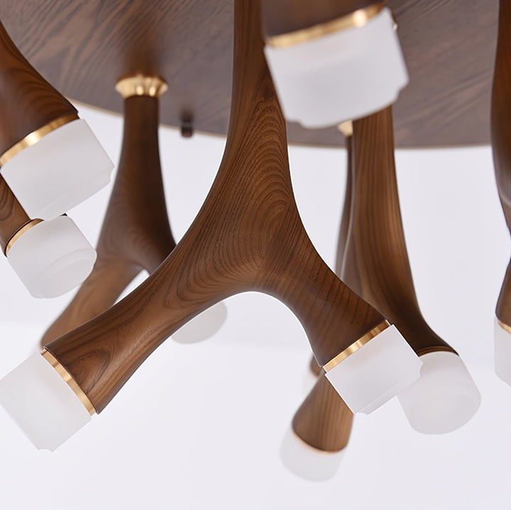 Organic LED Tentacle Ceiling Light with Wood Finish