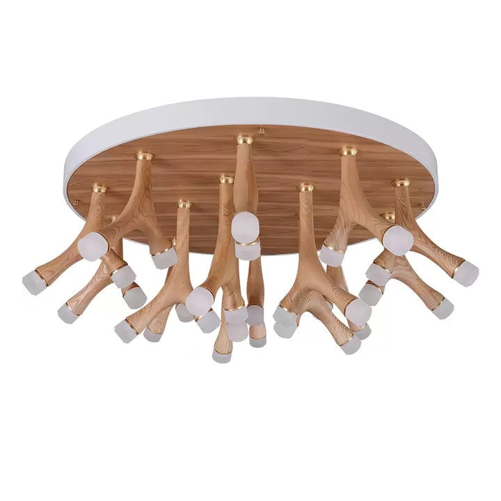 Organic LED Tentacle Ceiling Light with Wood Finish