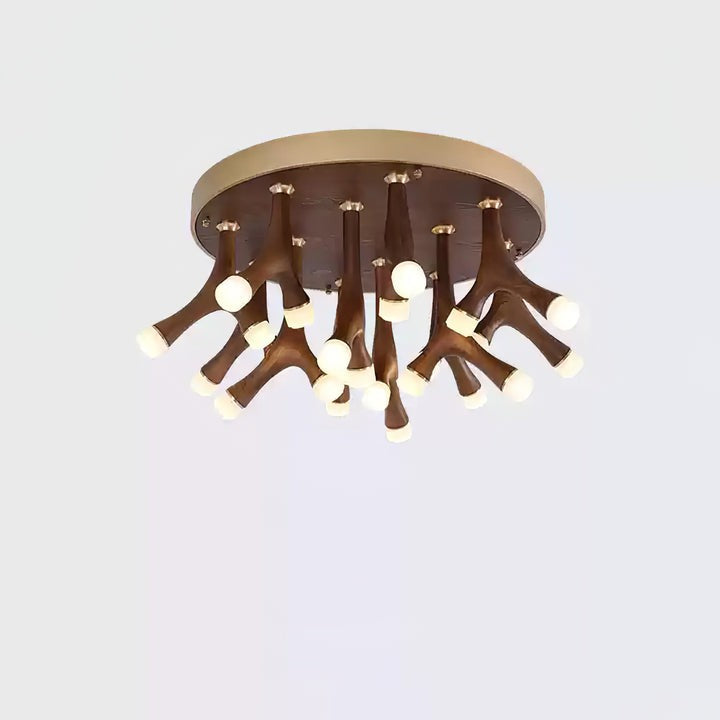Organic LED Tentacle Ceiling Light with Wood Finish