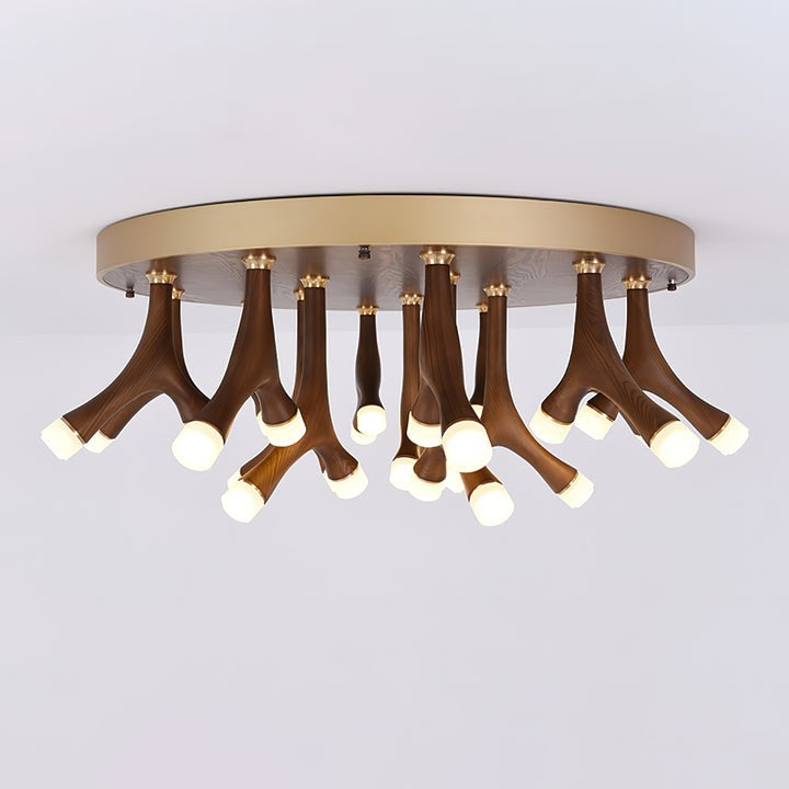 Organic LED Tentacle Ceiling Light with Wood Finish
