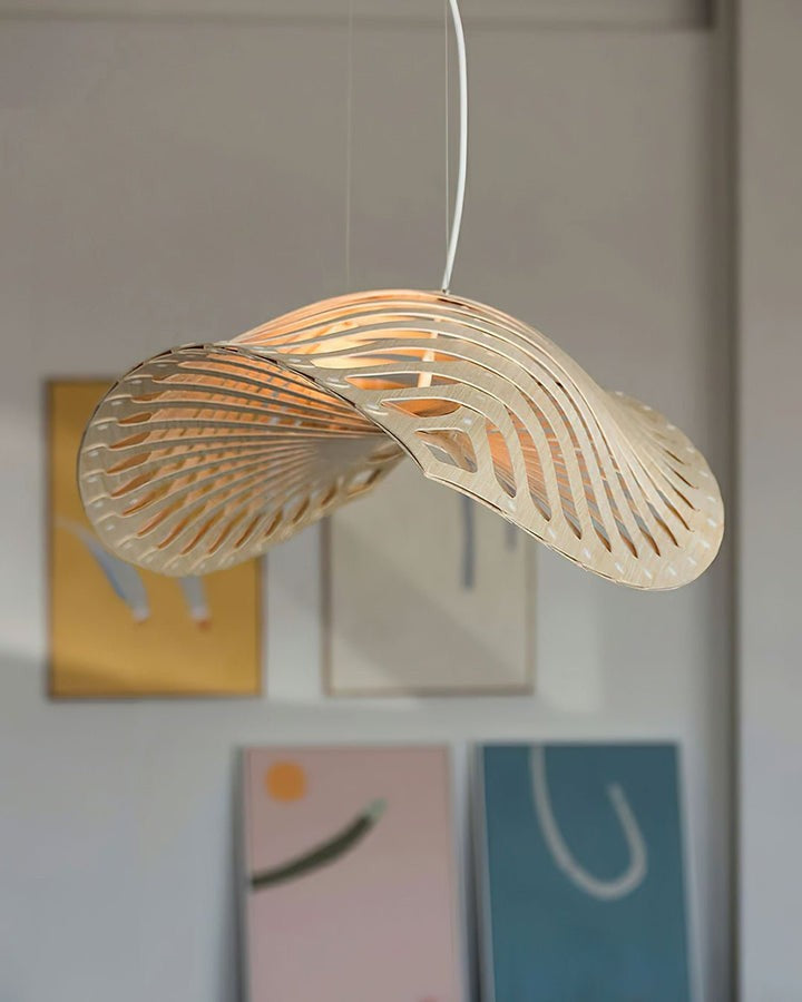 Organic Wooden Leaf LED Pendant Light