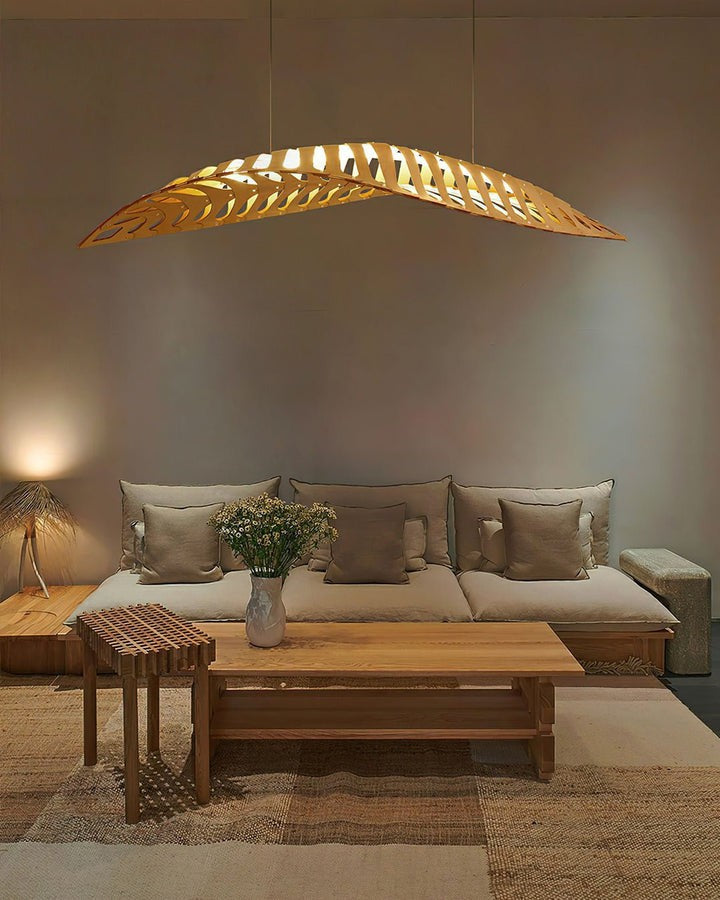 Organic Wooden Leaf LED Pendant Light