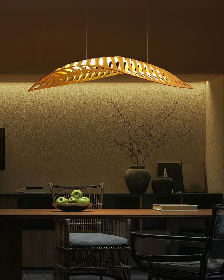 Organic Wooden Leaf LED Pendant Light