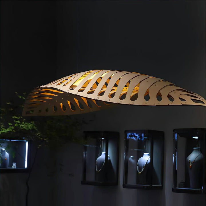 Organic Wooden Leaf LED Pendant Light