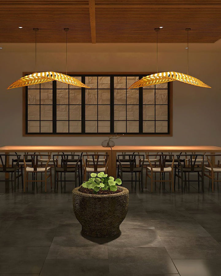 Organic Wooden Leaf LED Pendant Light