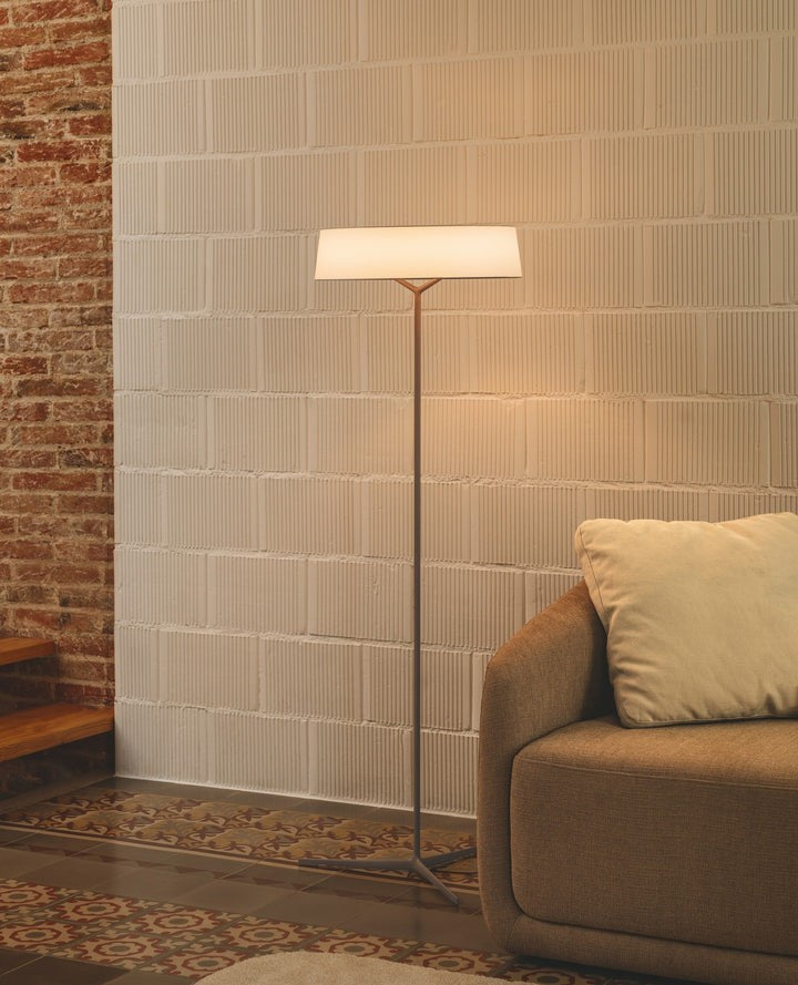 Oriental Lantern LED Floor Lamp with Sleek Aluminum Stem