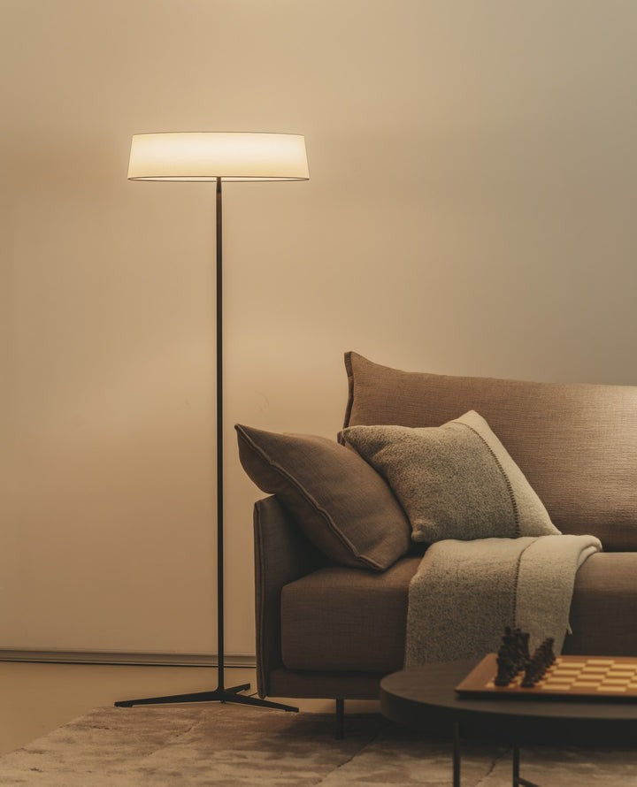 Oriental Lantern LED Floor Lamp with Sleek Aluminum Stem