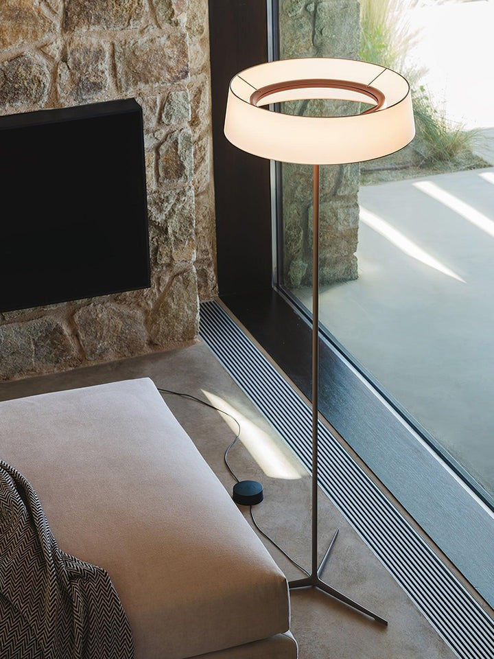 Oriental Lantern LED Floor Lamp with Sleek Aluminum Stem
