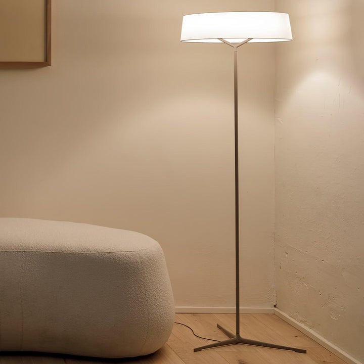 Oriental Lantern LED Floor Lamp with Sleek Aluminum Stem