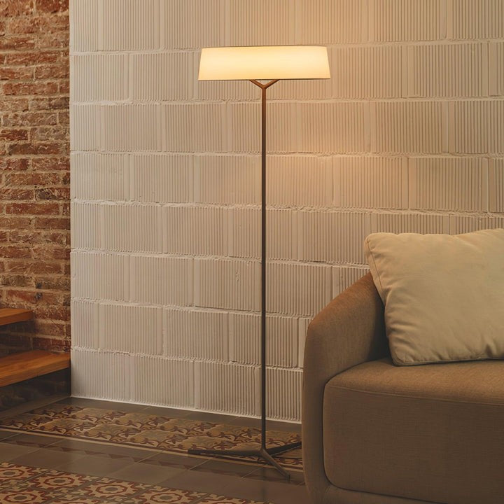 Oriental Lantern LED Floor Lamp with Sleek Aluminum Stem