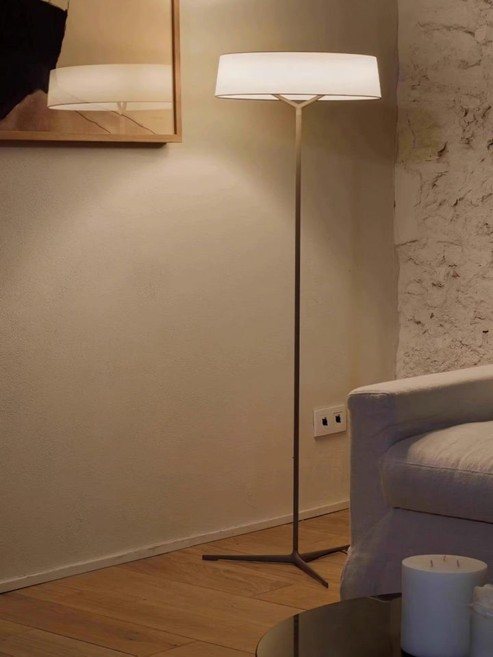 Oriental Lantern LED Floor Lamp with Sleek Aluminum Stem