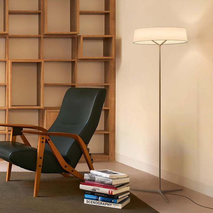 Oriental Lantern LED Floor Lamp with Sleek Aluminum Stem