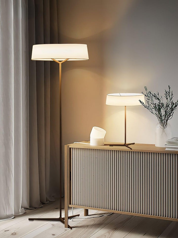 Oriental Lantern LED Floor Lamp with Sleek Aluminum Stem