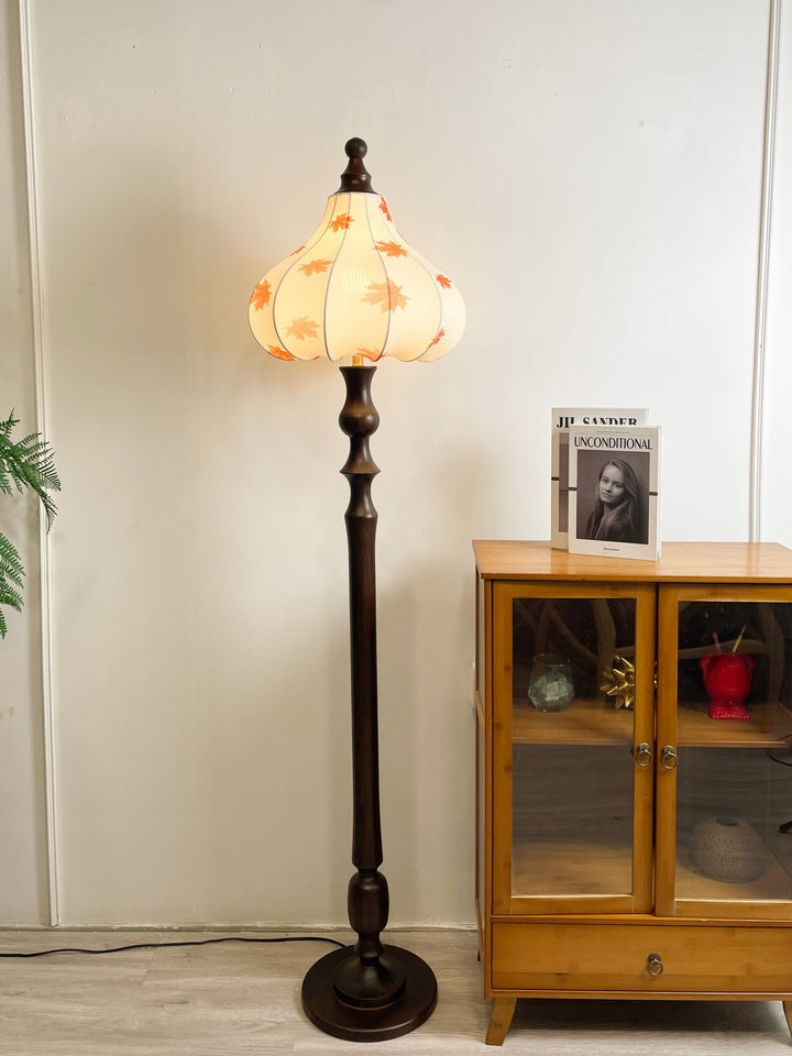 Pear-Shaped Floor Lamp with Maple Leaf Wood Base