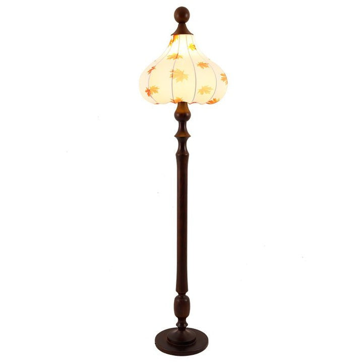 Pear-Shaped Floor Lamp with Maple Leaf Wood Base