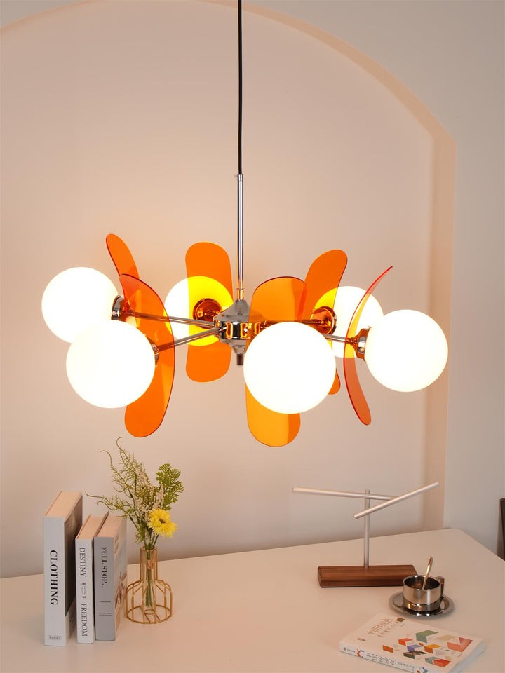 Phosphorescent Iron & Glass Ceiling Chandelier