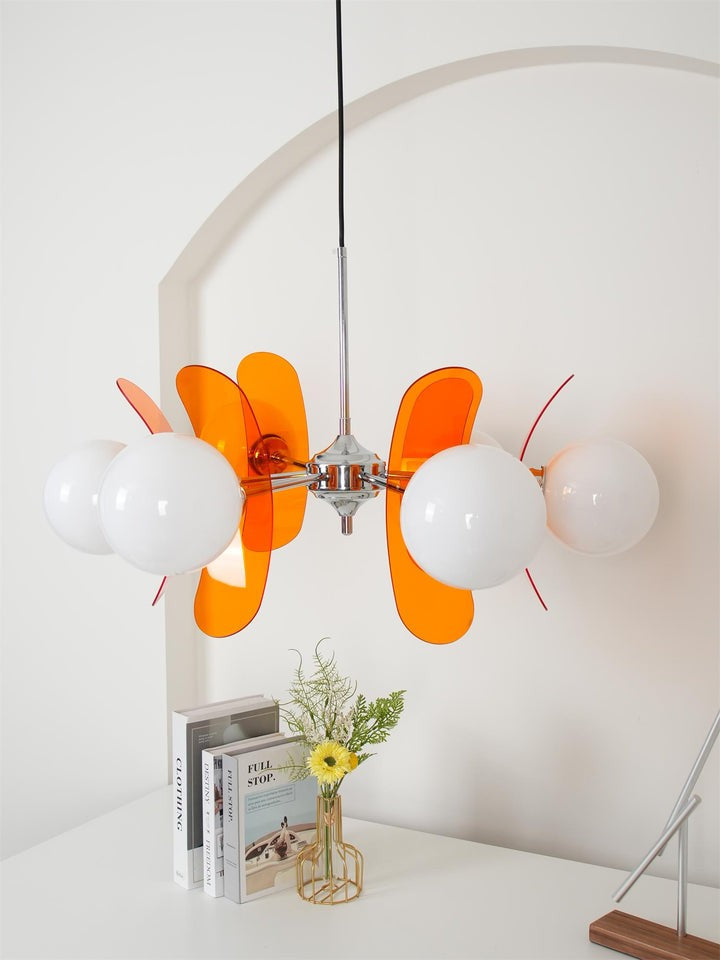 Phosphorescent Iron & Glass Ceiling Chandelier