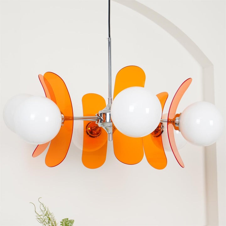 Phosphorescent Iron & Glass Ceiling Chandelier
