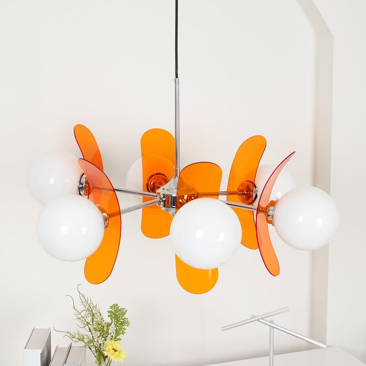 Phosphorescent Iron & Glass Ceiling Chandelier