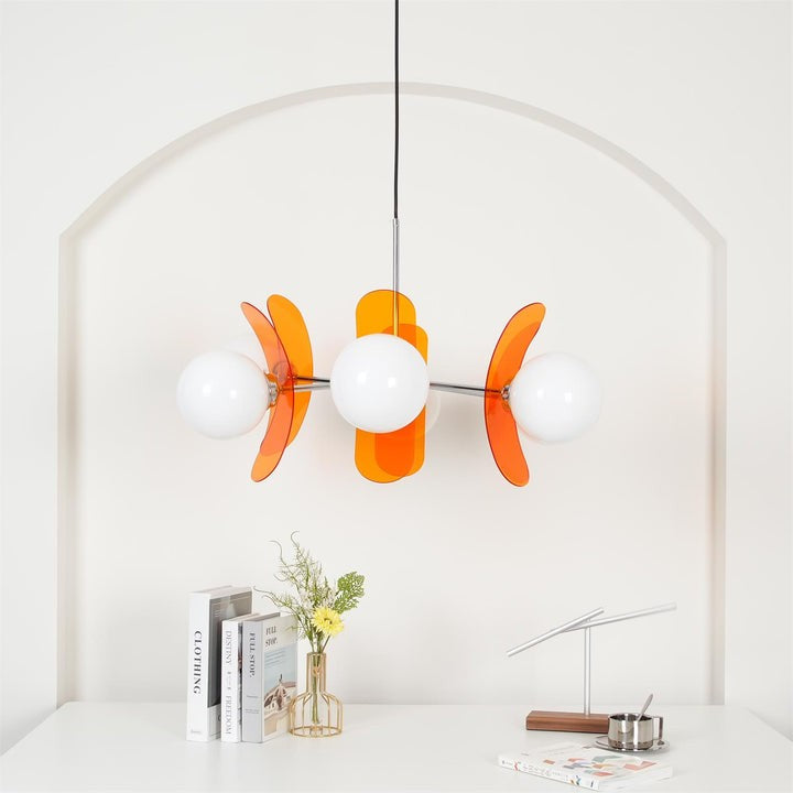 Phosphorescent Iron & Glass Ceiling Chandelier