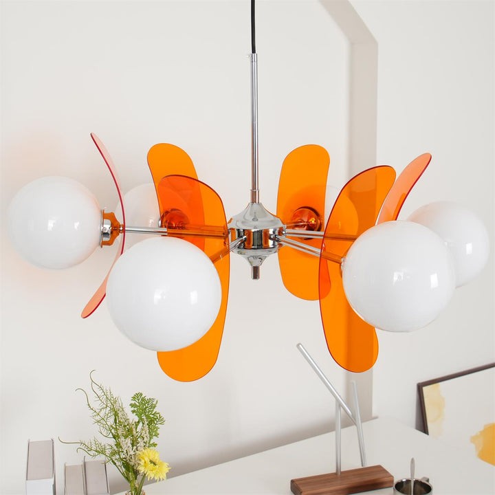 Phosphorescent Iron & Glass Ceiling Chandelier