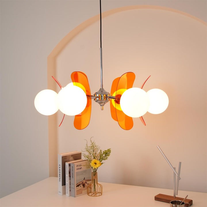 Phosphorescent Iron & Glass Ceiling Chandelier