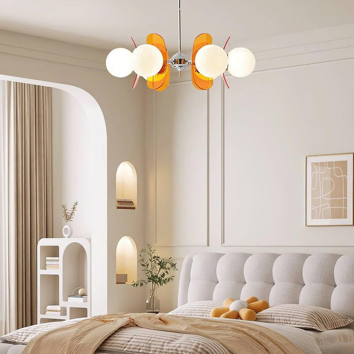 Phosphorescent Iron & Glass Ceiling Chandelier