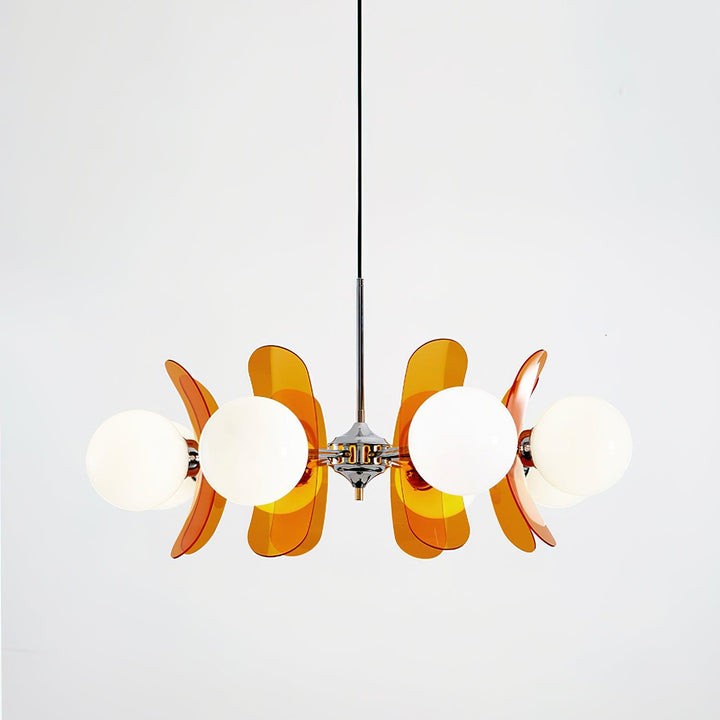 Phosphorescent Iron & Glass Ceiling Chandelier