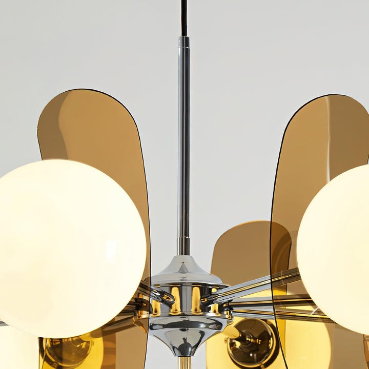Phosphorescent Iron & Glass Ceiling Chandelier