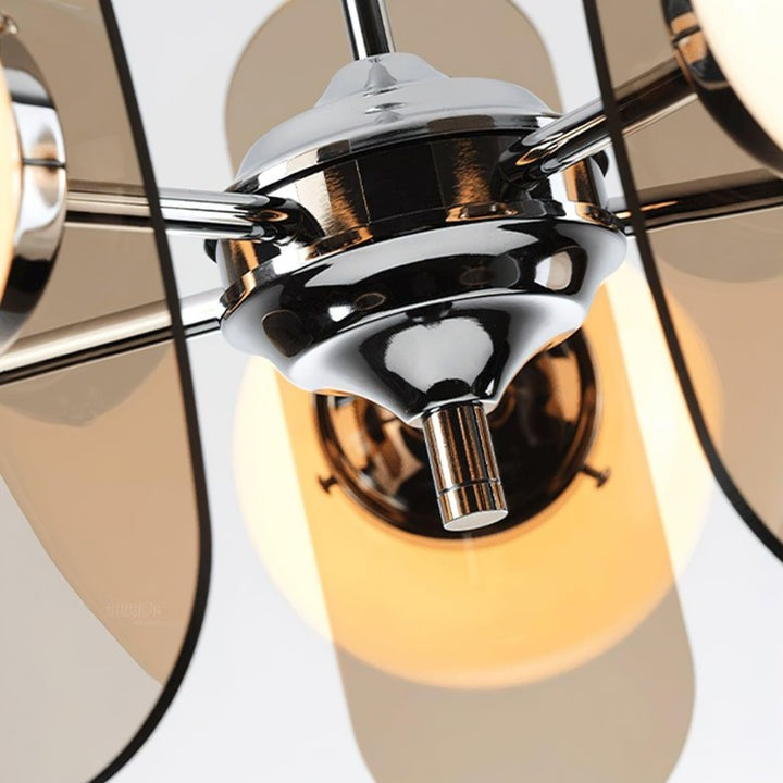 Phosphorescent Iron & Glass Ceiling Chandelier