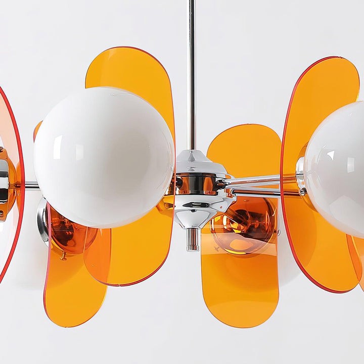 Phosphorescent Iron & Glass Ceiling Chandelier
