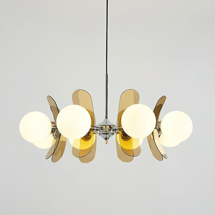 Phosphorescent Iron & Glass Ceiling Chandelier