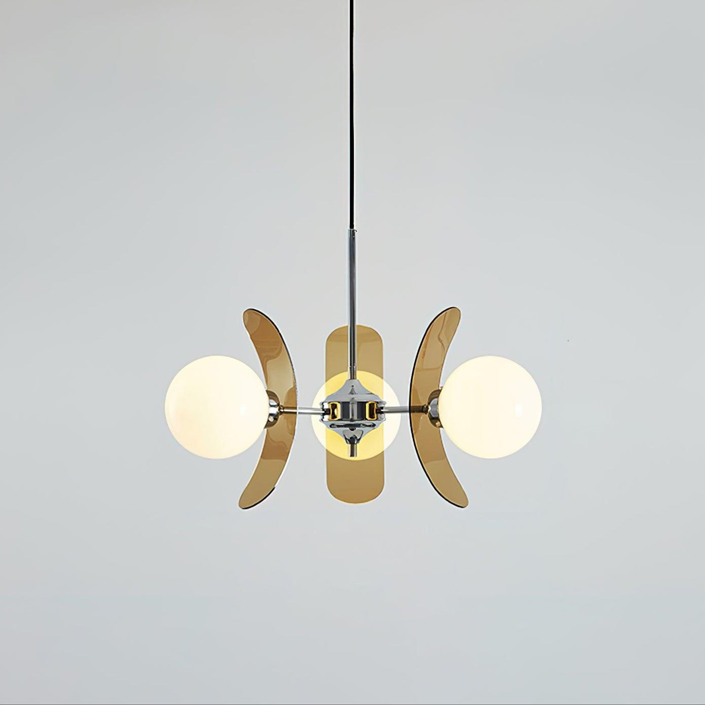 Phosphorescent Iron & Glass Ceiling Chandelier